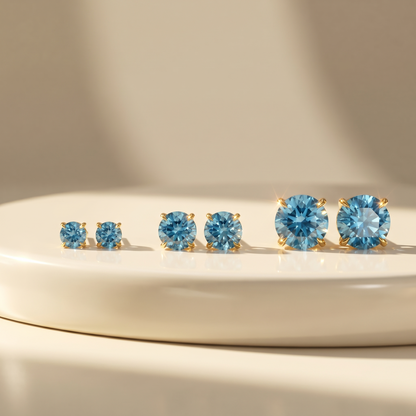 Juno Stud Earrings – Teal Blue Spinel