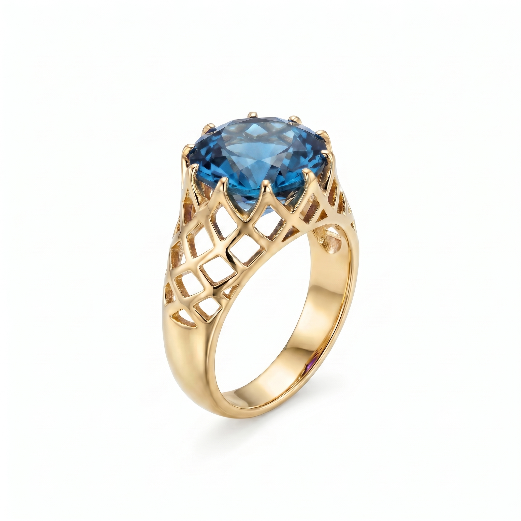 Juno Trellis Ring – Teal Blue Spinel