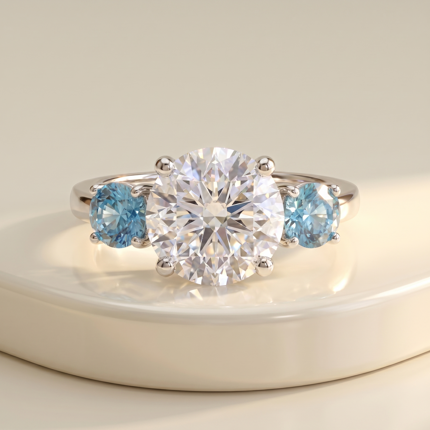 Juno Trilogy Ring – Teal Blue Spinel