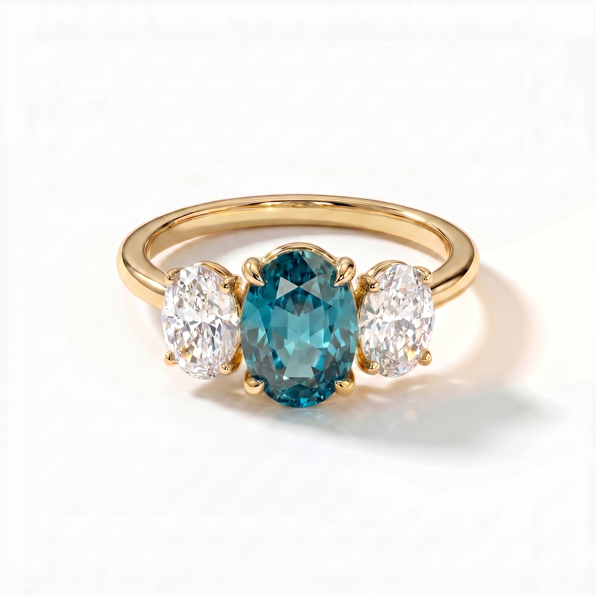 Velara Trilogy Ring – Teal Blue Spinel