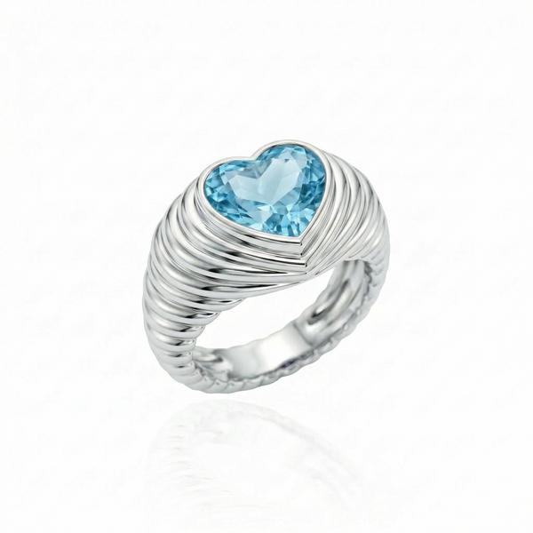 Amore Signet Ring – Teal Blue Spinel