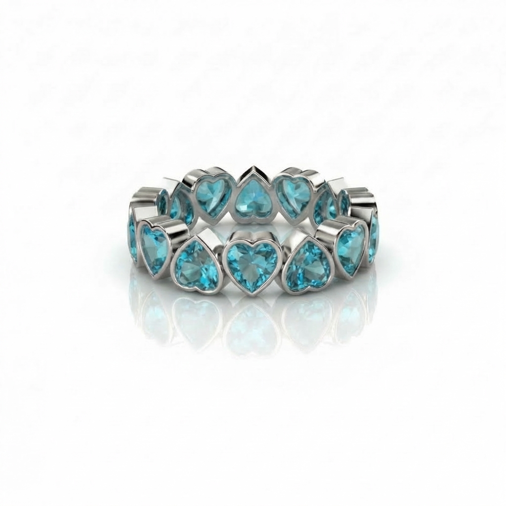 Amore Frame Eternity Ring – Teal Blue Spinel