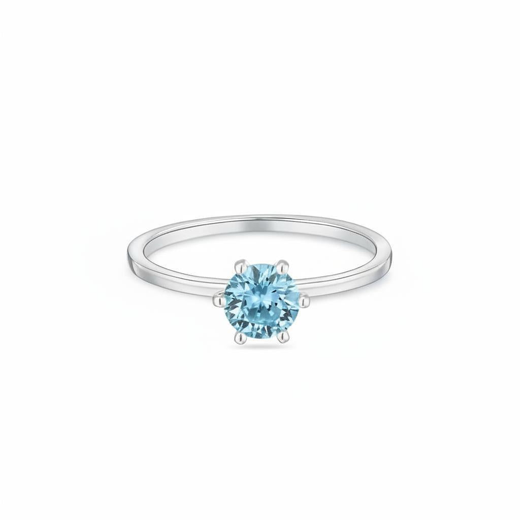 Juno Solitaire Ring – Teal Blue Spinel