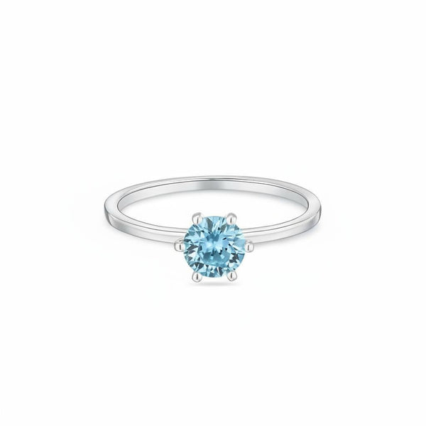 Juno Solitaire Ring – Teal Blue Spinel