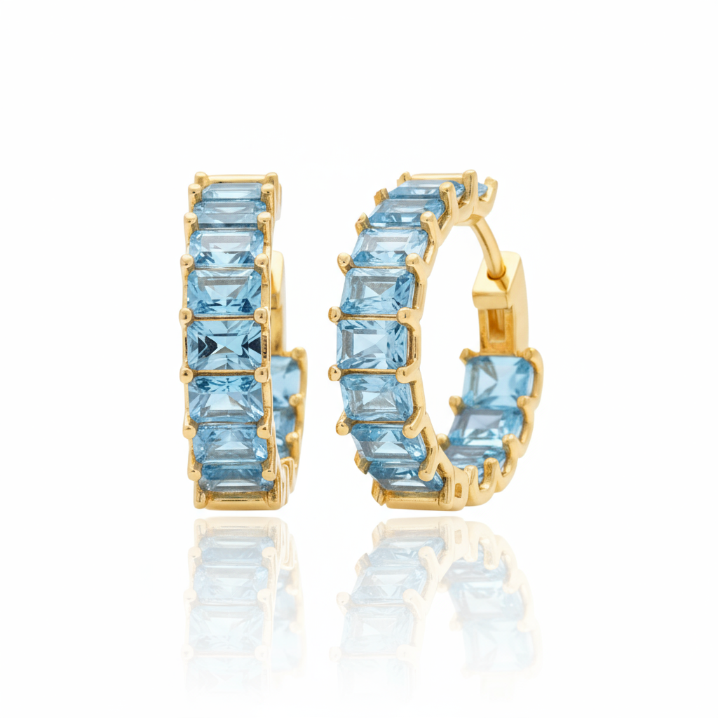 Nexus Hoop Earrings – Teal Blue Spinel