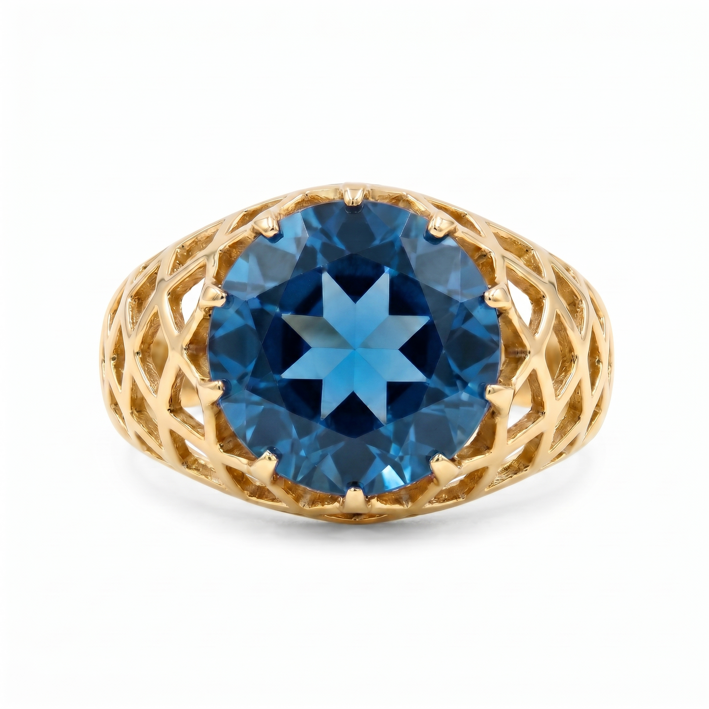 Juno Trellis Ring – Teal Blue Spinel