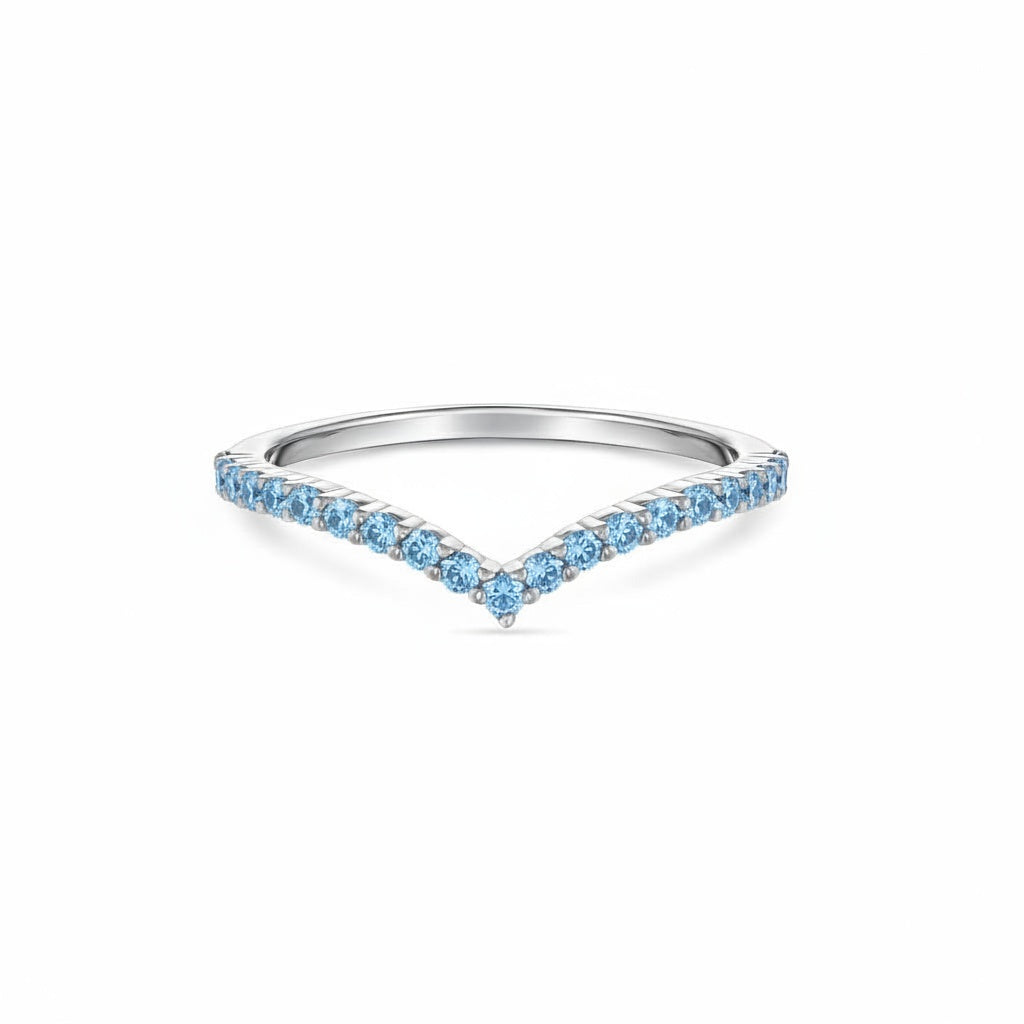 Linea V Demi Ring – Teal Blue Spinel