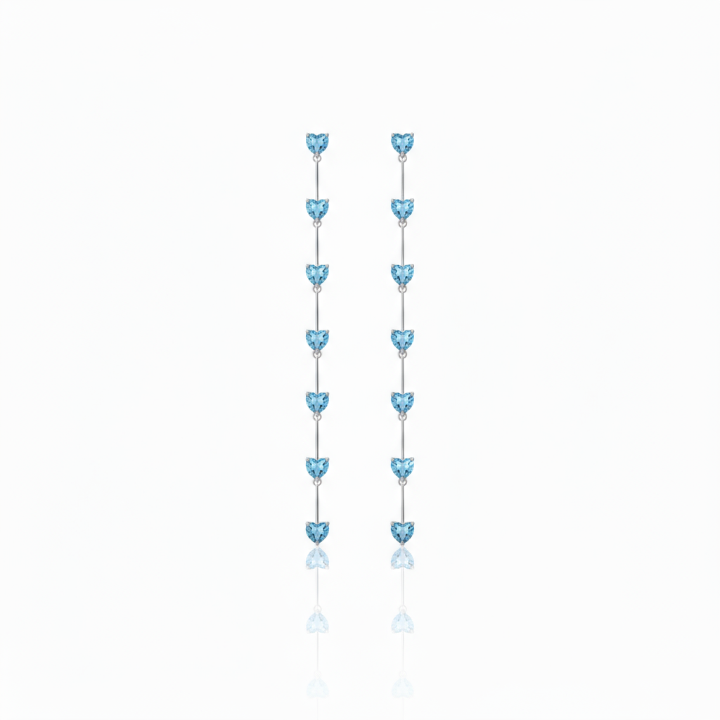 Amore Long Drop Earrings – Teal Blue Spinel