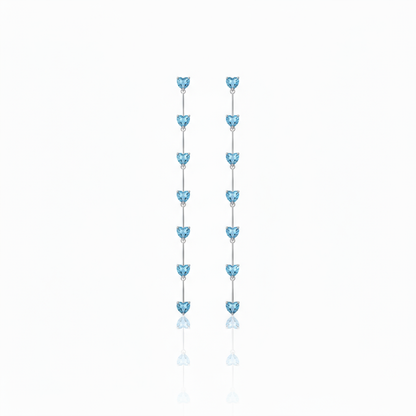 Amore Long Drop Earrings – Teal Blue Spinel