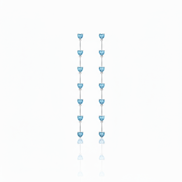 Amore Long Drop Earrings – Teal Blue Spinel