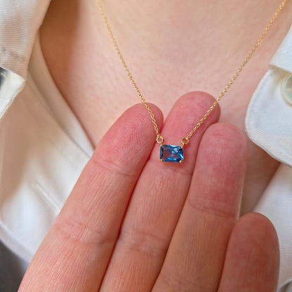 Nexus Solitaire Necklace – Teal Blue Spinel