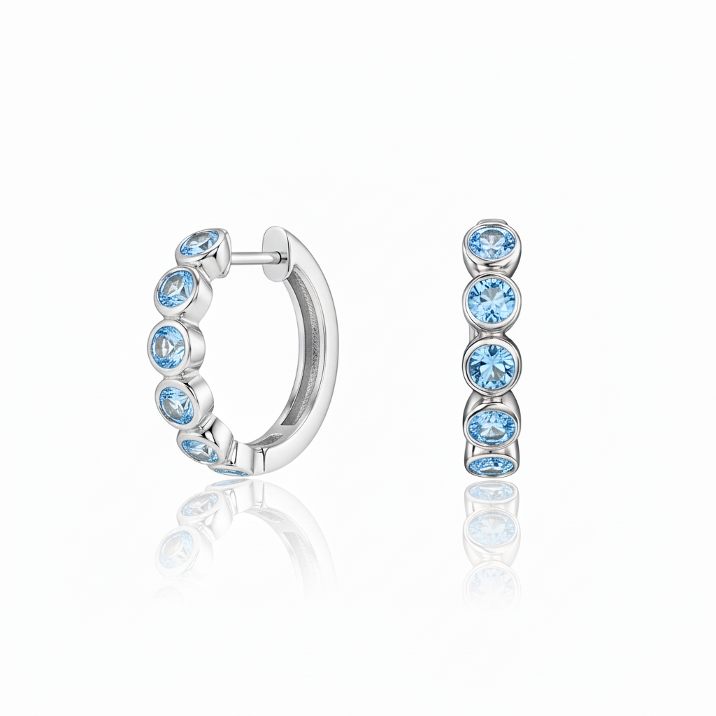 Forma Mini Hoop Earrings – Teal Blue Spinel