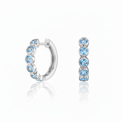 Forma Mini Hoop Earrings – Teal Blue Spinel