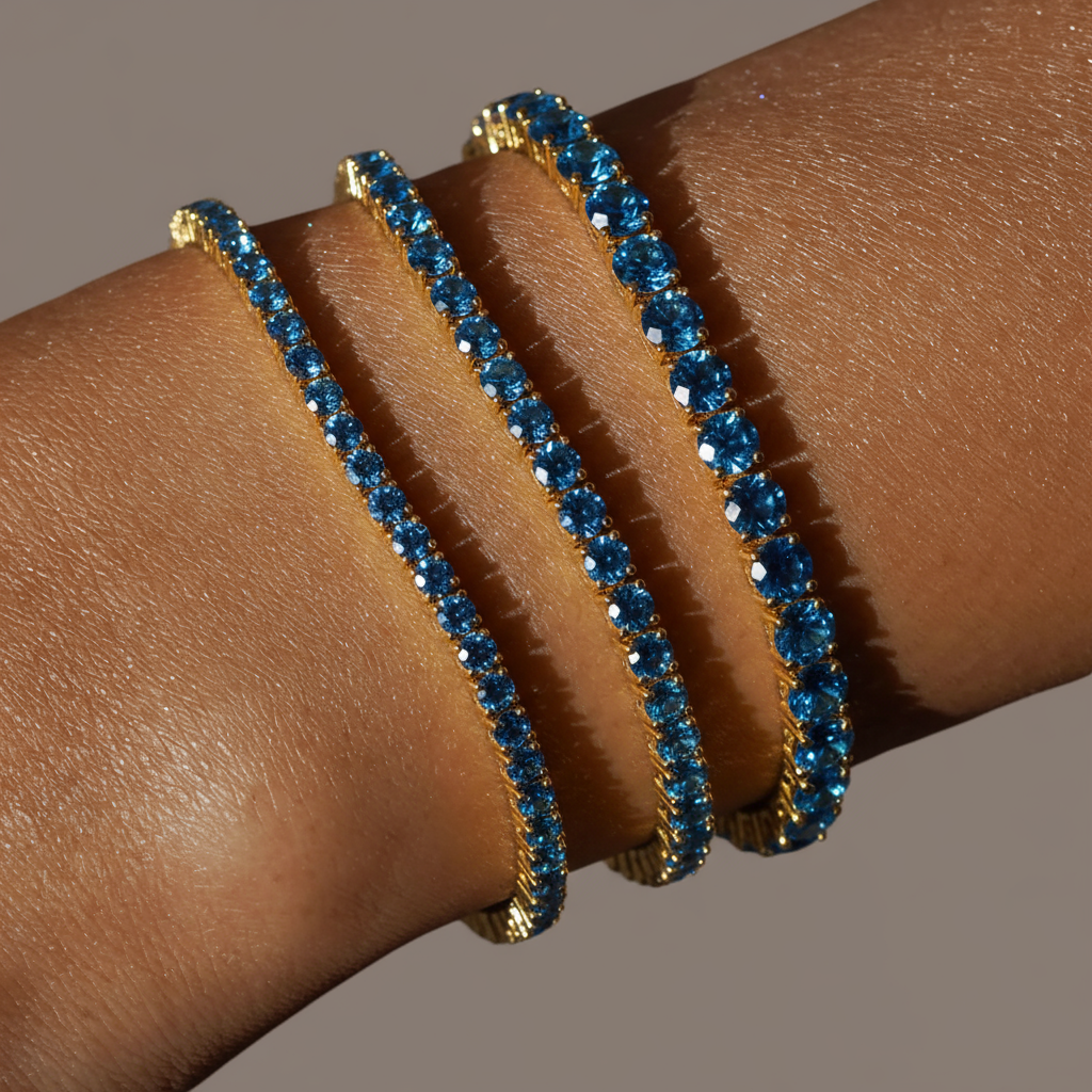 Juno Mini Tennis Bracelet – Teal Blue Spinel