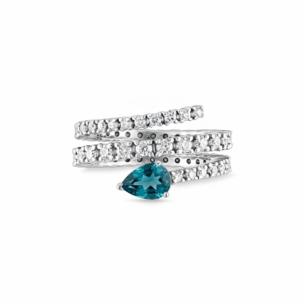 Nova Serpent Ring – Teal Blue Spinel