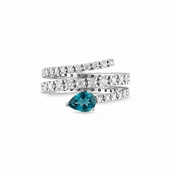 Nova Serpent Ring – Teal Blue Spinel