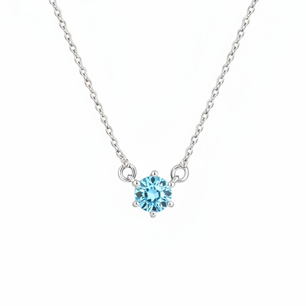 Juno Solitaire Necklace – Teal Blue Spinel