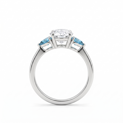 Juno Trio Ring – Teal Blue Spinel