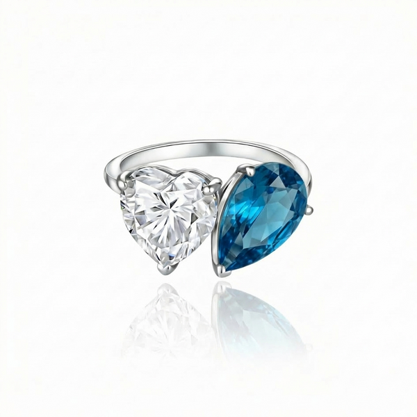 Amore Toi & Moi Ring – Teal Blue Spinel