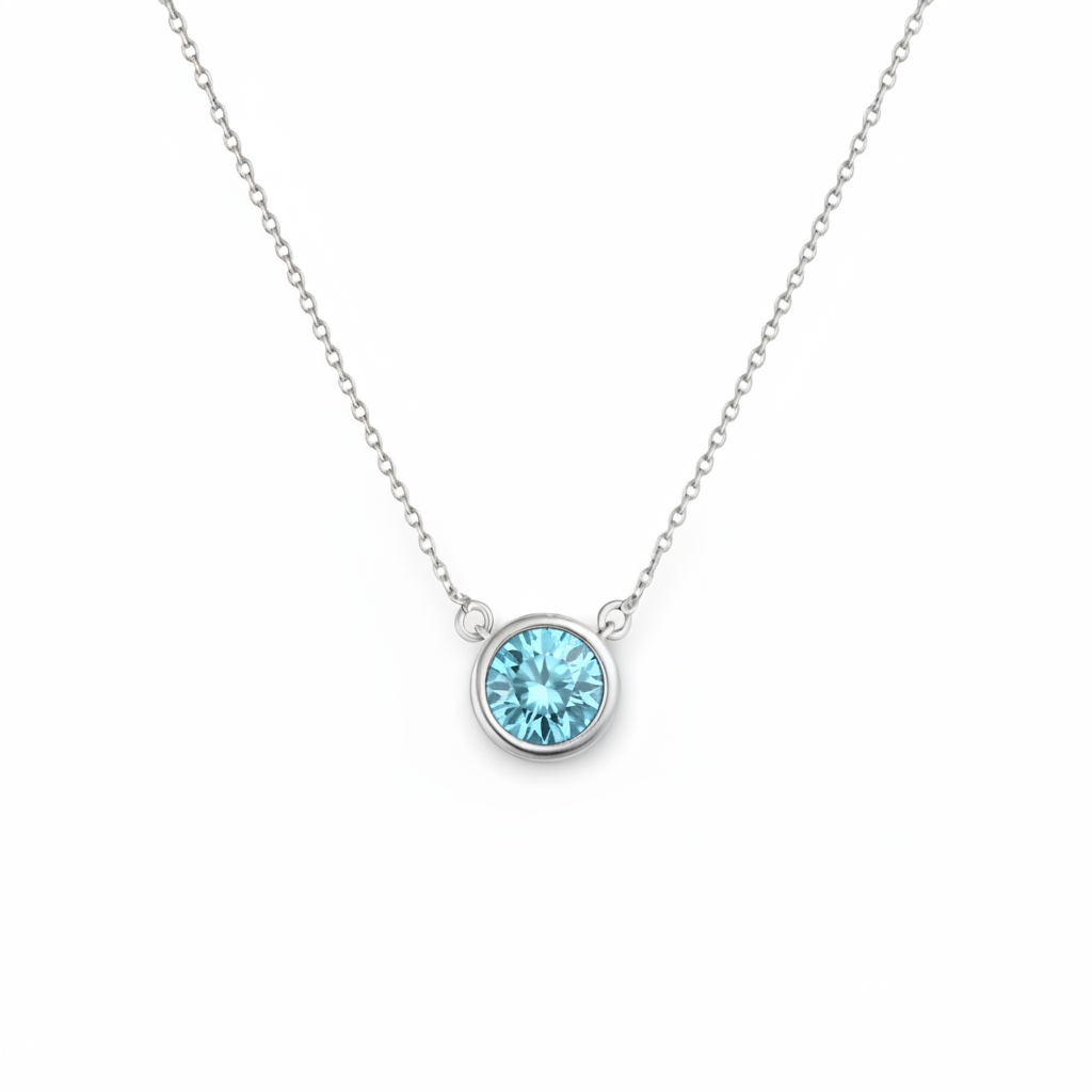 Forma Solitaire Necklace – Teal Blue Spinel