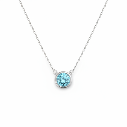 Forma Solitaire Necklace – Teal Blue Spinel