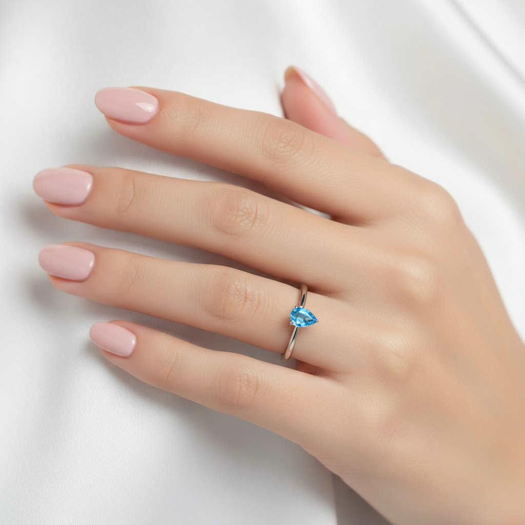Nova Solitaire Ring – Teal Blue Spinel