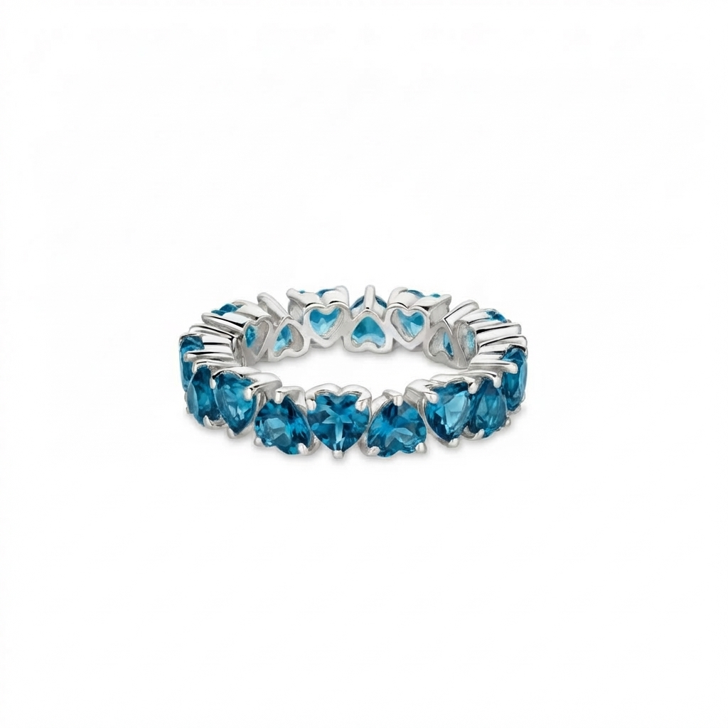Amore Eternity Ring – Teal Blue Spinel