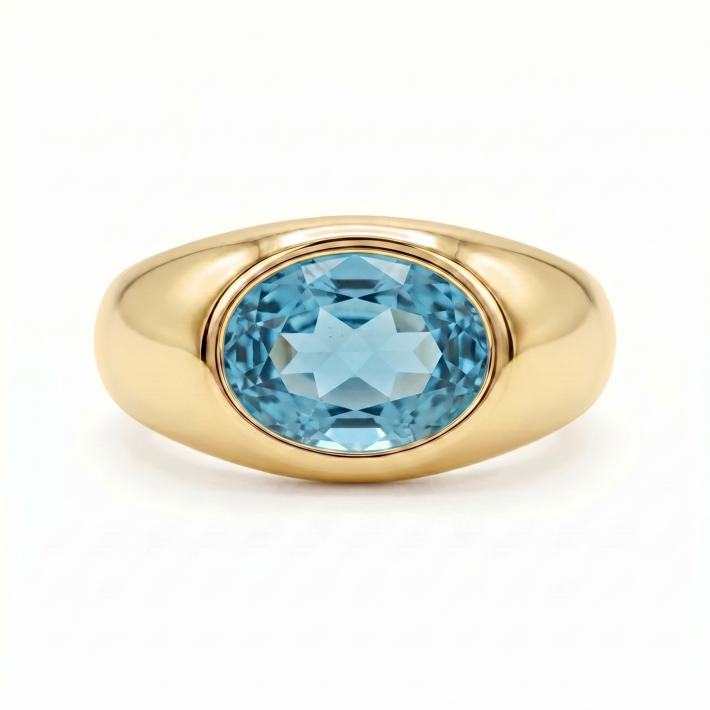 Velara Lateral Signet Ring – Teal Blue Spinel