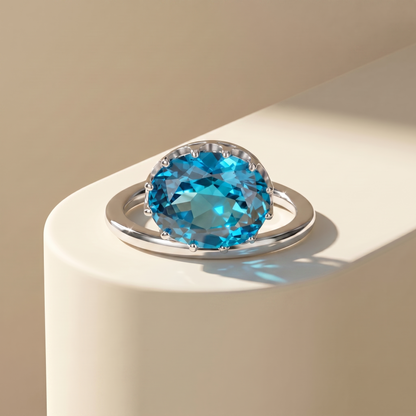 Velara Satellite Ring – Teal Blue Spinel