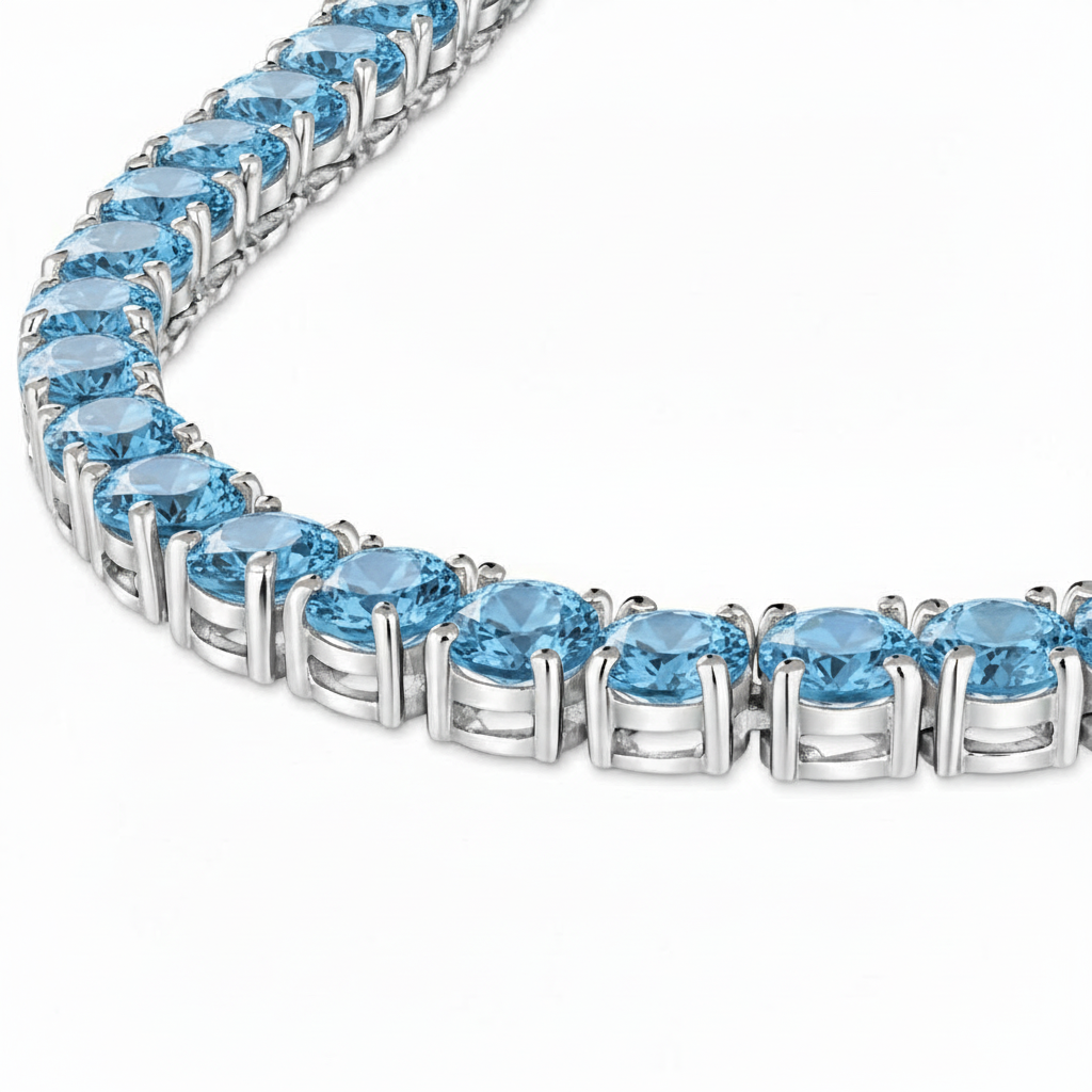 Juno Maxi Tennis Necklace – Teal Blue Spinel