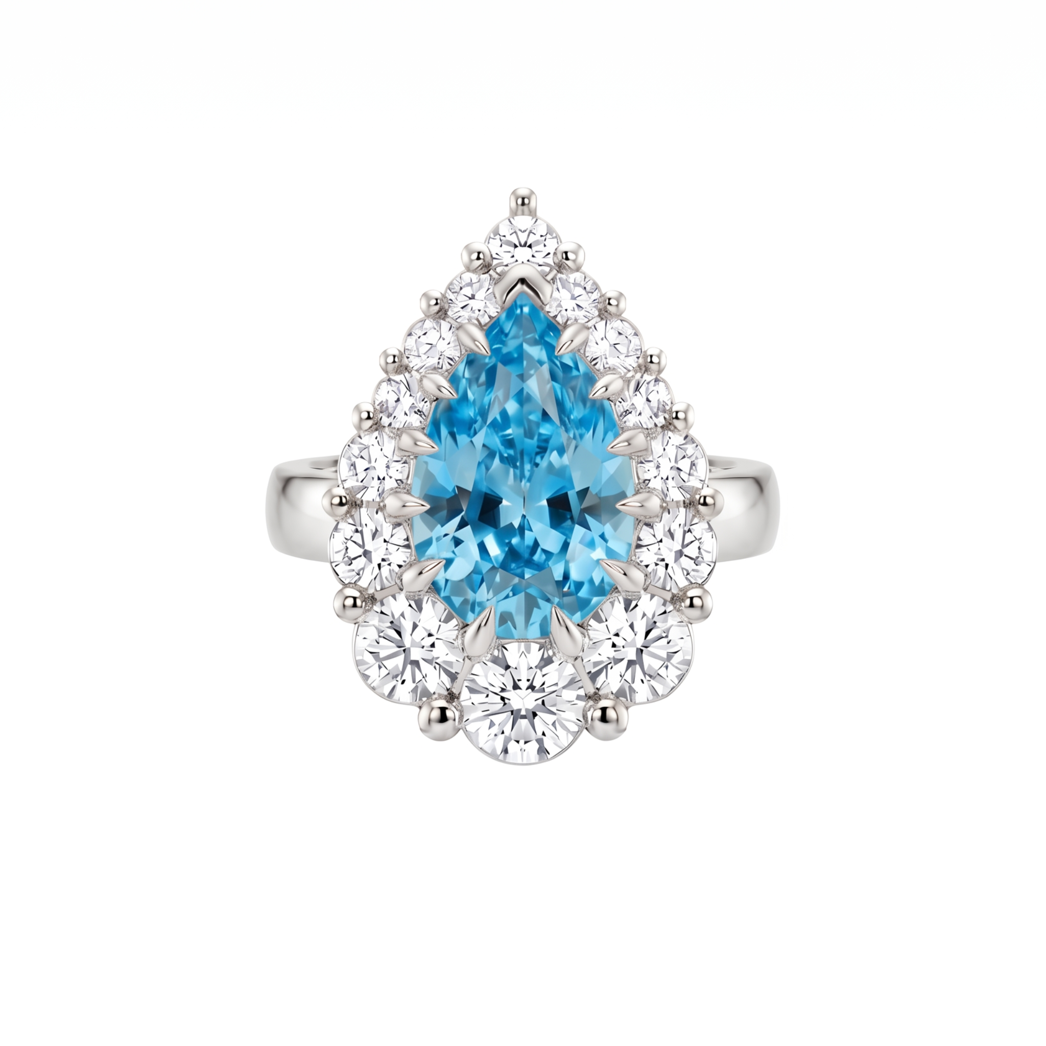 Nova Halo Ring – Teal Blue Spinel