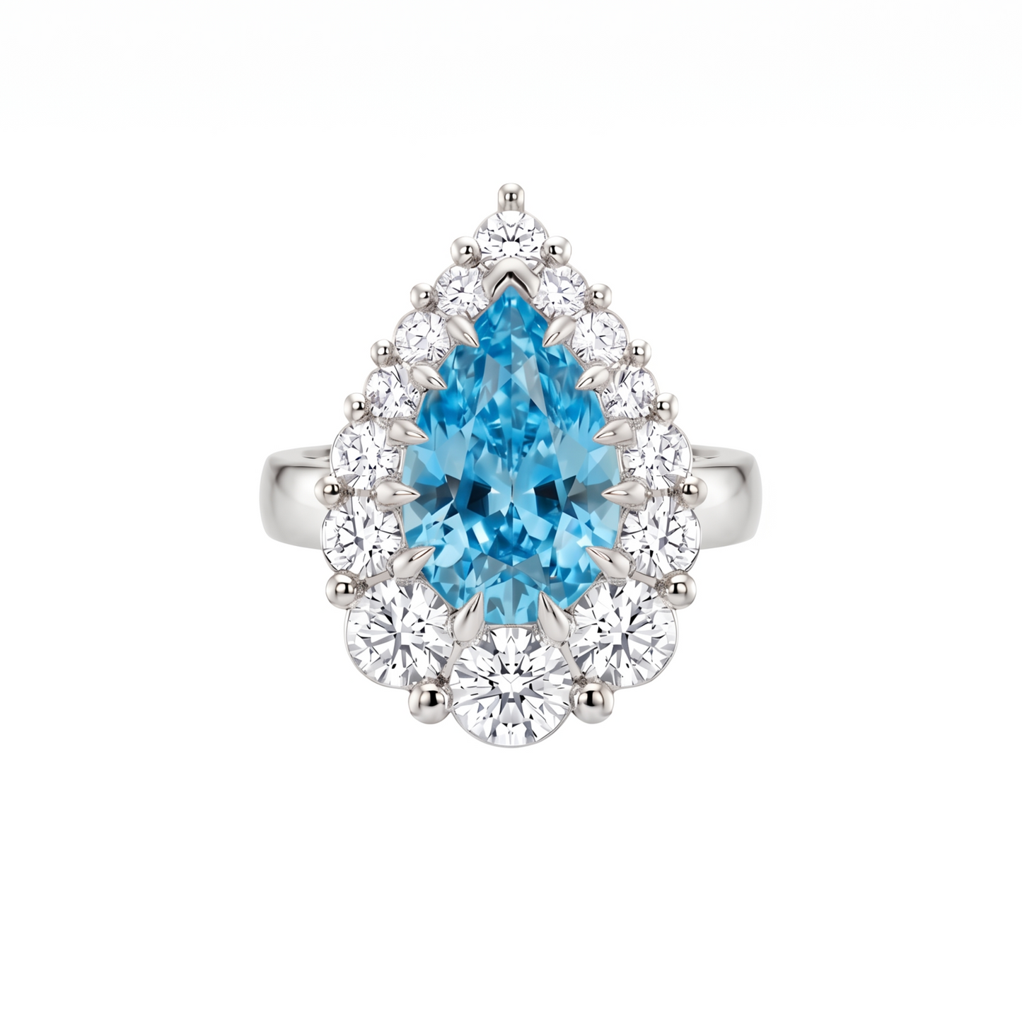 Nova Halo Ring – Teal Blue Spinel