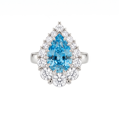 Nova Halo Ring – Teal Blue Spinel