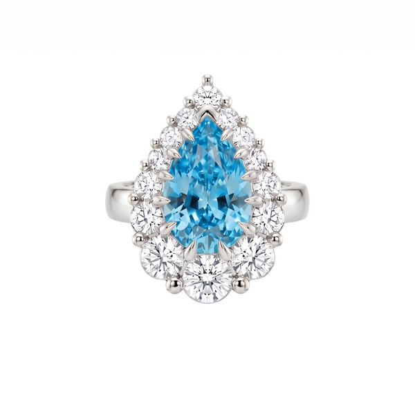 Nova Halo Ring – Teal Blue Spinel