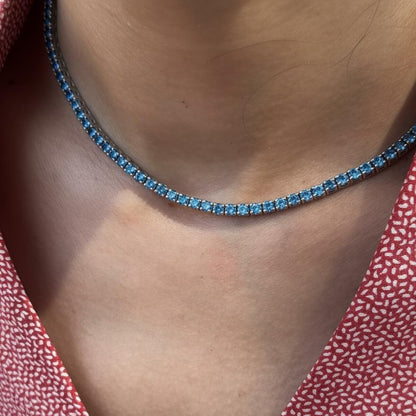 Juno Midi Tennis Necklace – Teal Blue Spinel