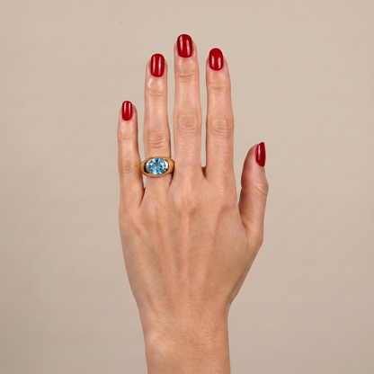 Juno Grand Dome Ring – Teal Blue Spinel
