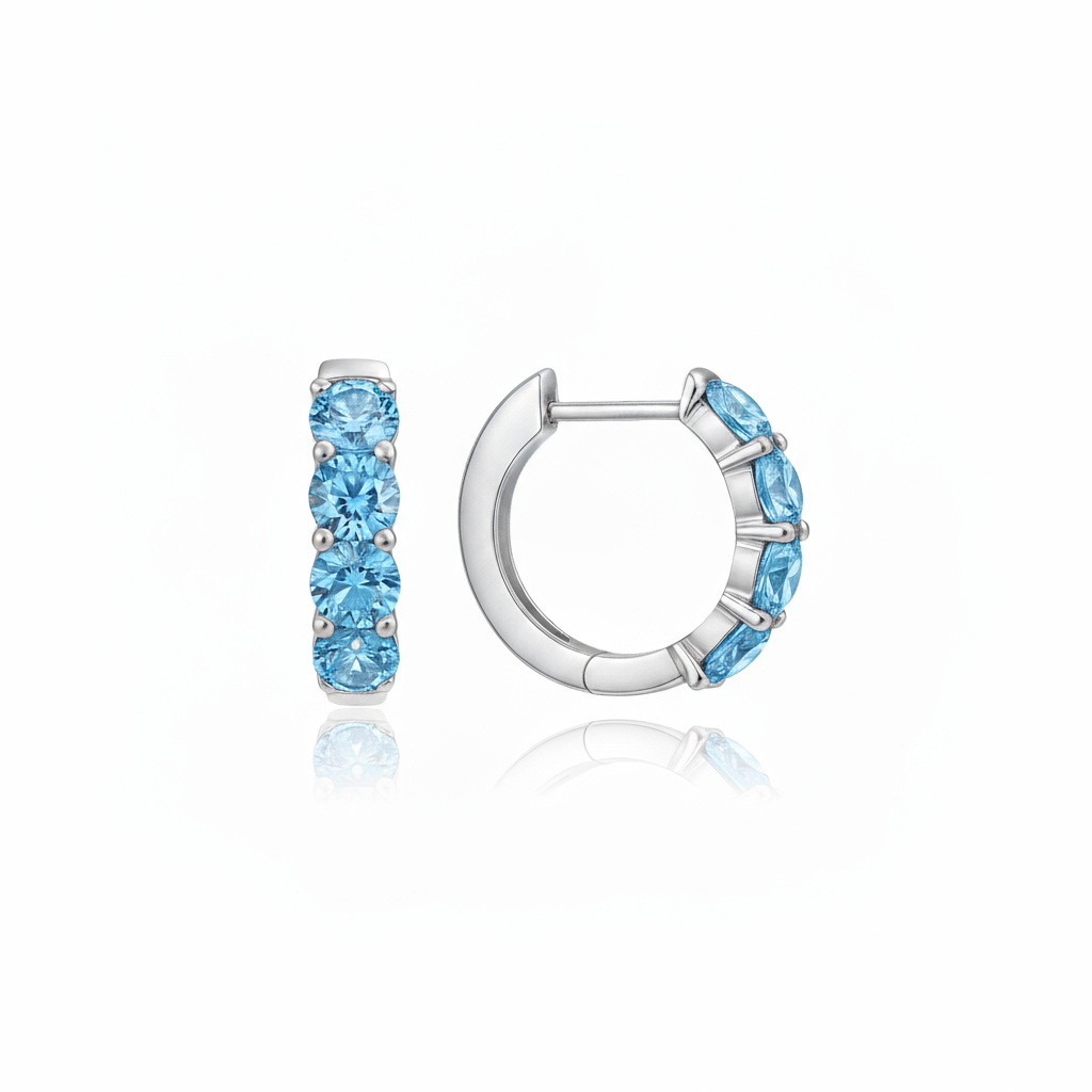 Linea Chunky Hoop Earrings – Teal Blue Spinel