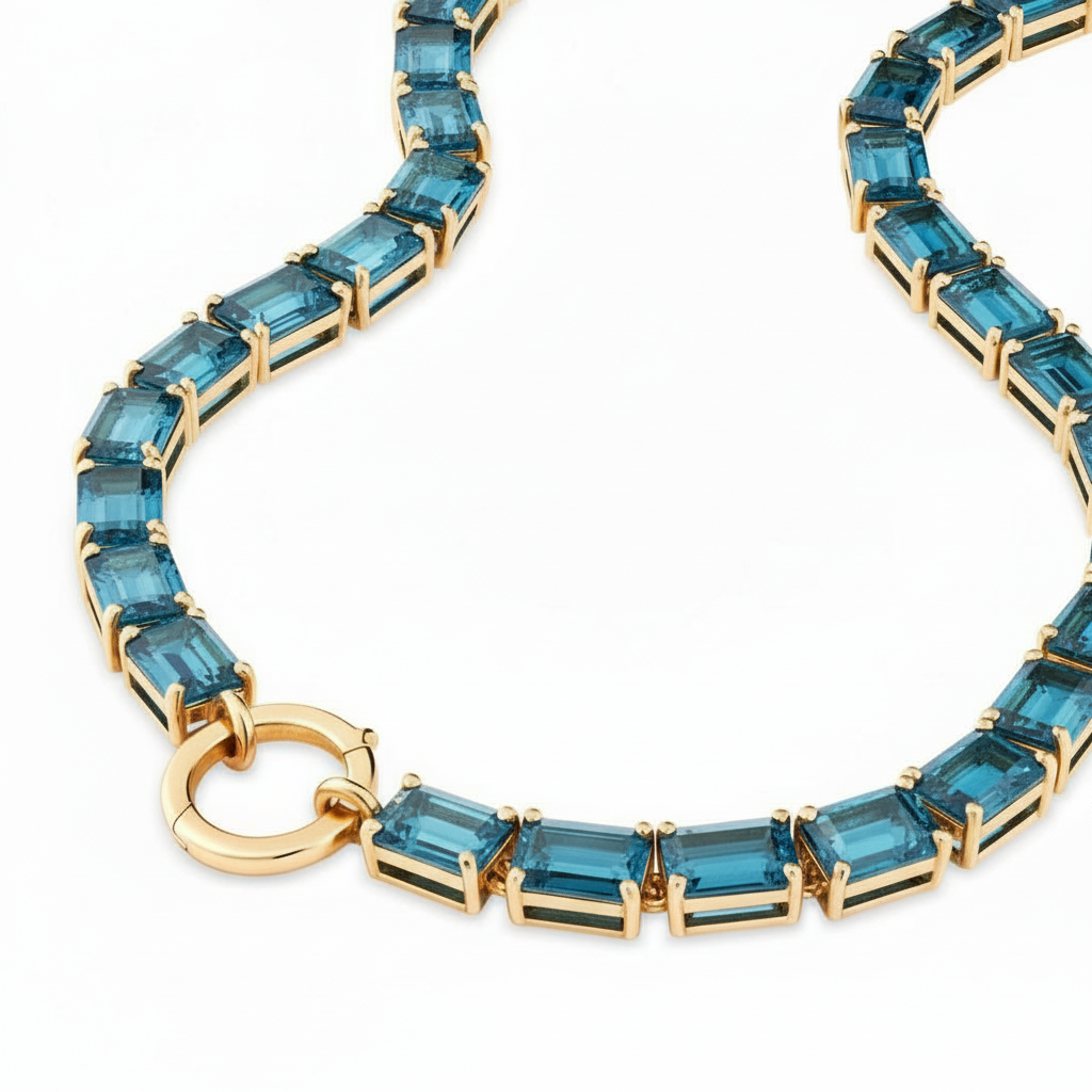 Nexus Tennis Necklace – Teal Blue Spinel