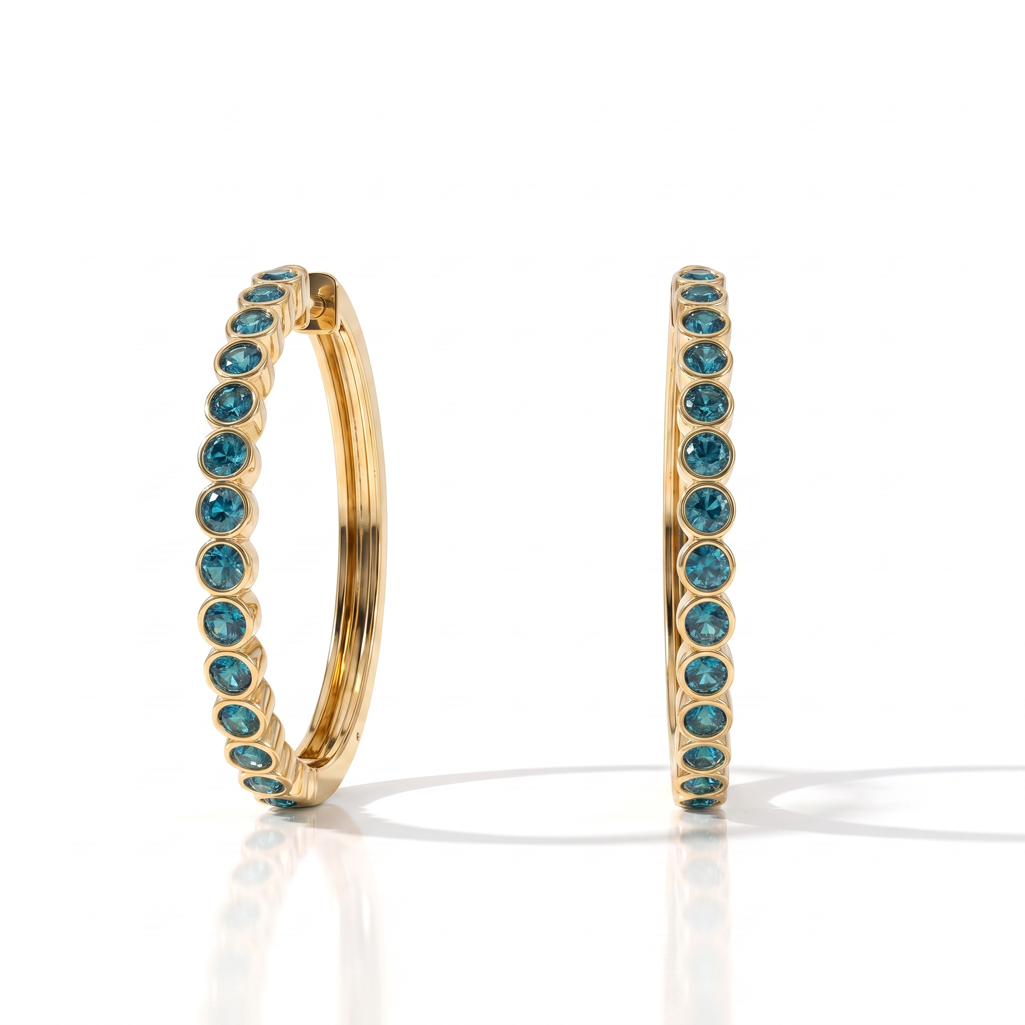 Forma Grande Hoop Earrings – Teal Blue Spinel