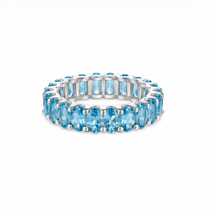 Velara Eternity Ring – Teal Blue Spinel