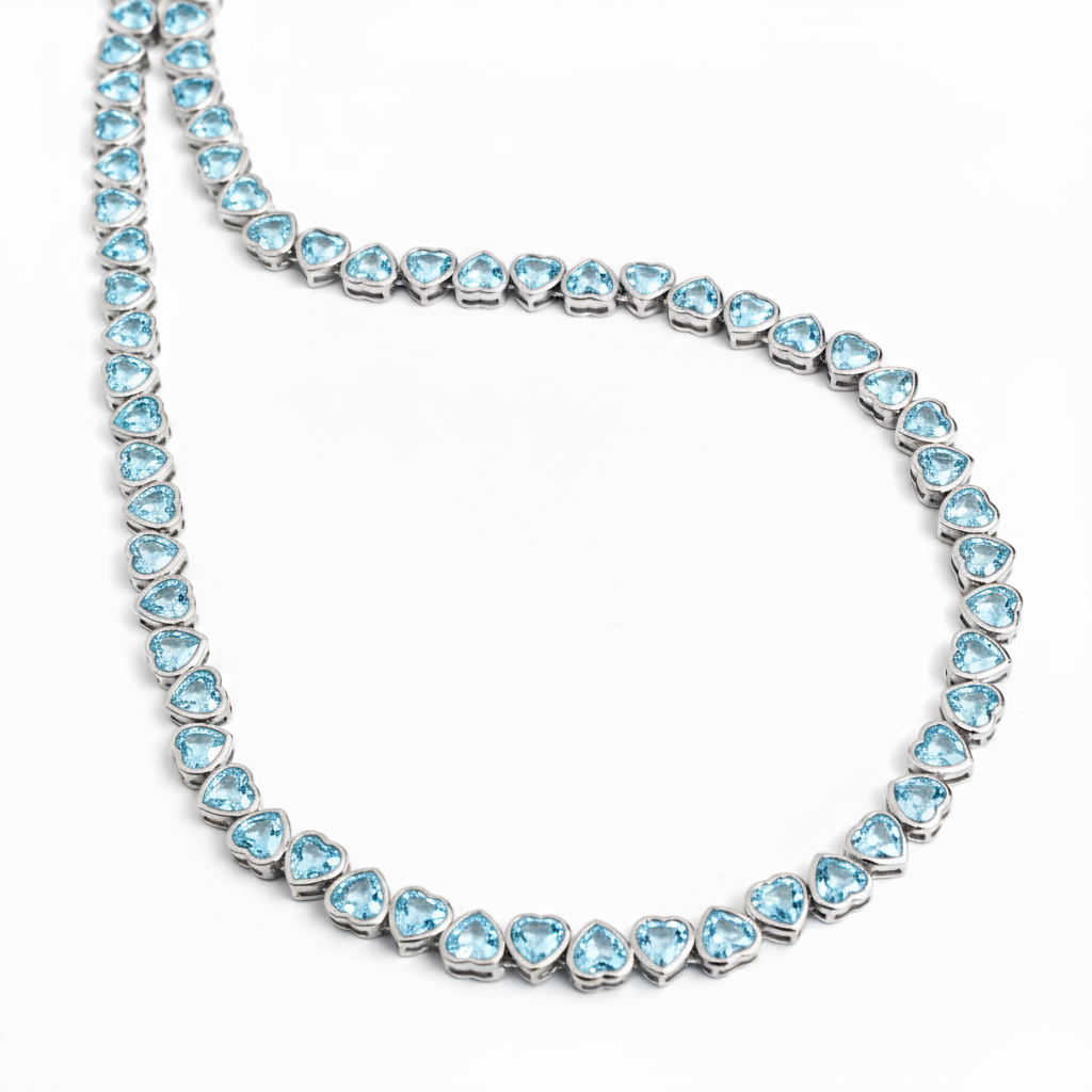 Amore Frame Tennis Necklace – Teal Blue Spinel