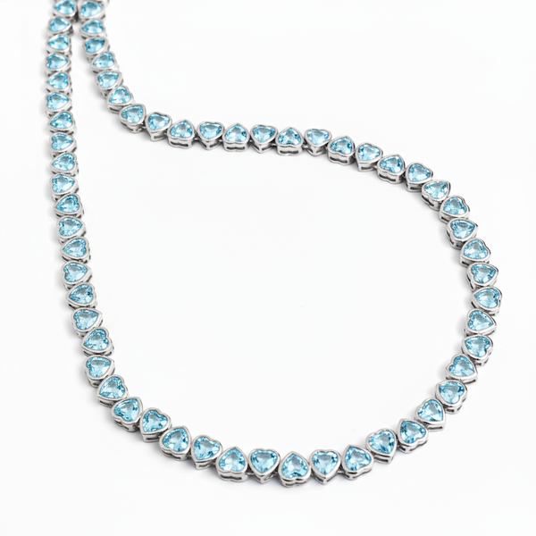Amore Frame Tennis Necklace – Teal Blue Spinel