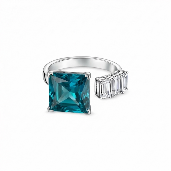 Aria Princess Open Ring – Teal Blue Spinel