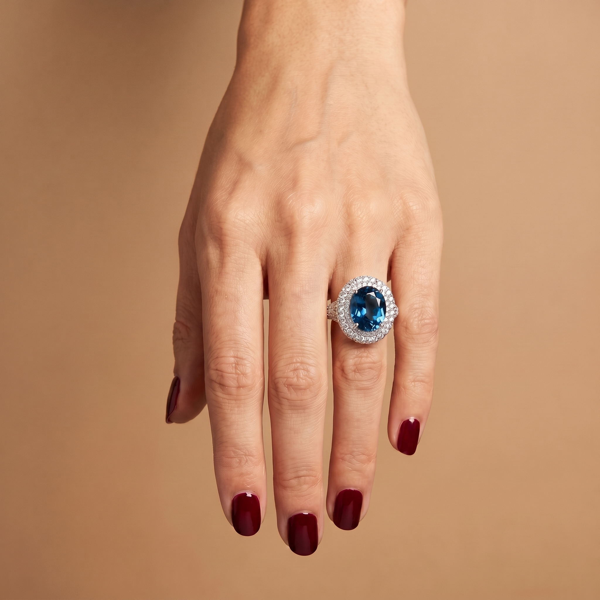 Velara Statement Ring – Teal Blue Spinel