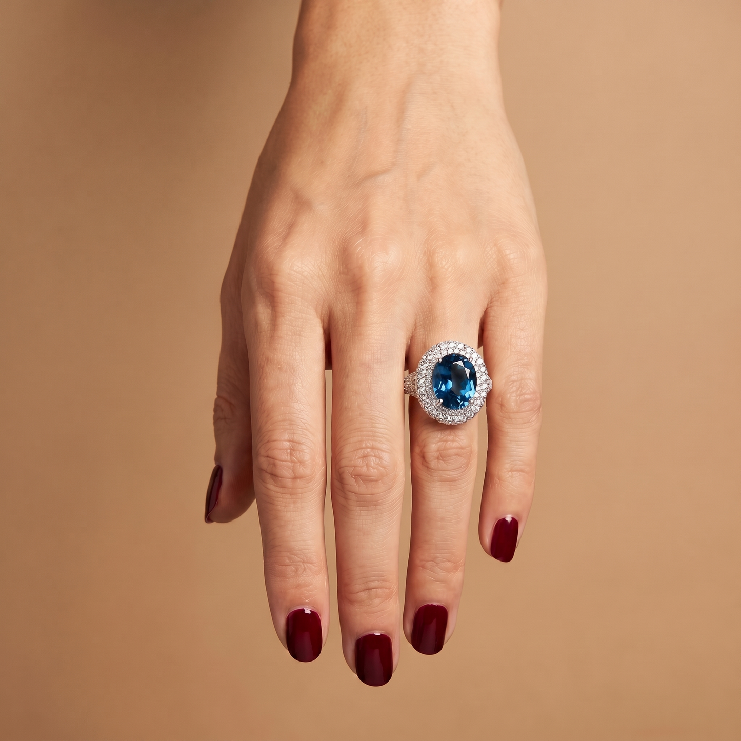 Velara Statement Ring – Teal Blue Spinel