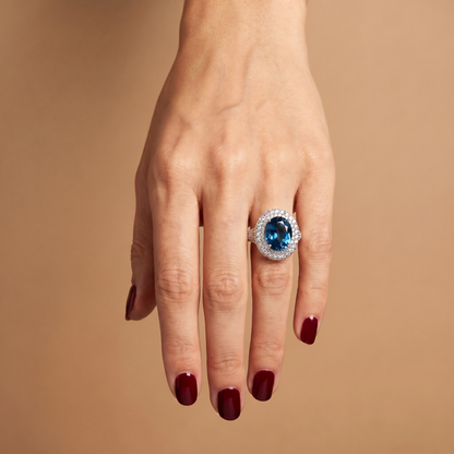Velara Statement Ring – Teal Blue Spinel