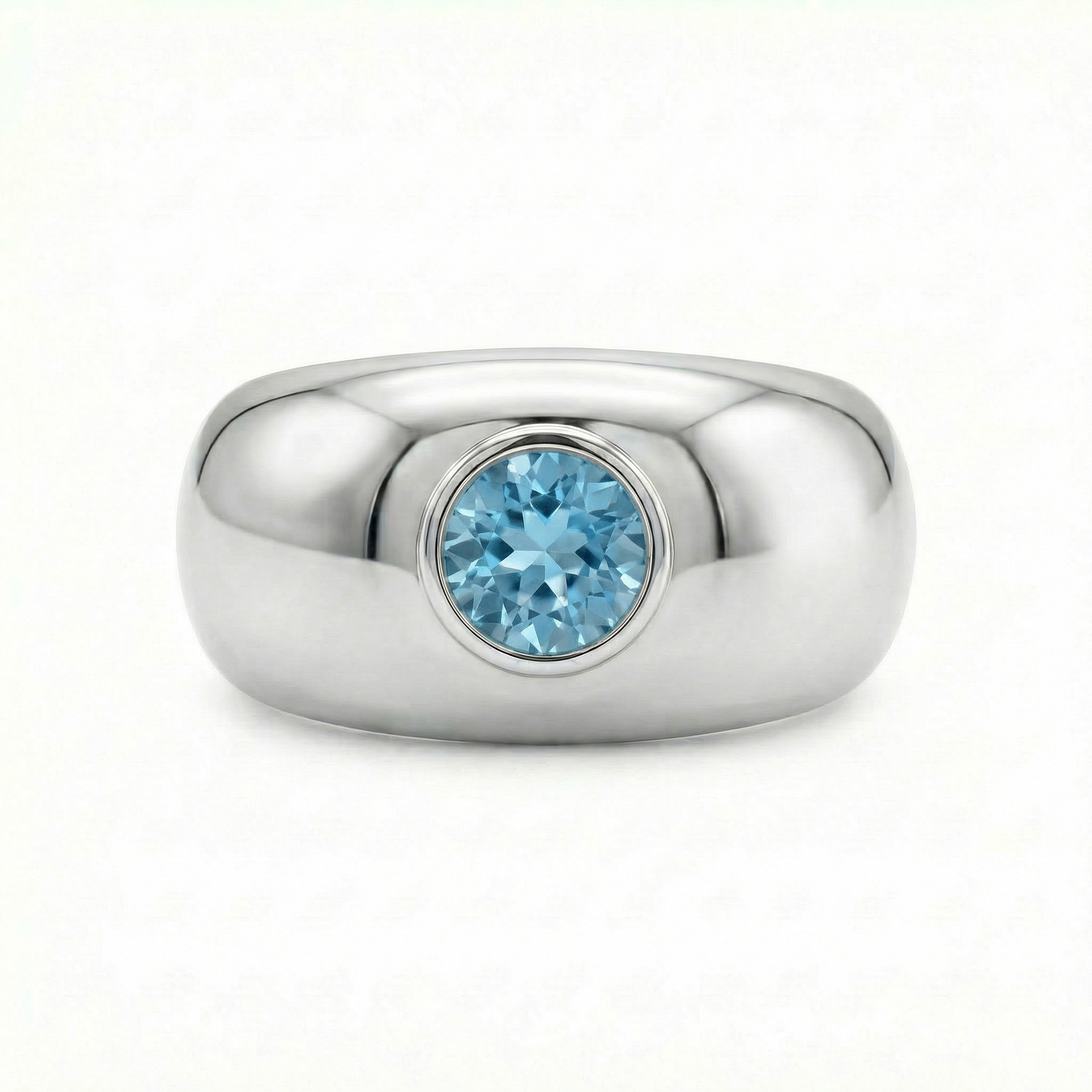 Forma Signet Ring – Teal Blue Spinel