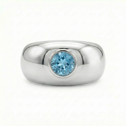 Forma Signet Ring – Teal Blue Spinel