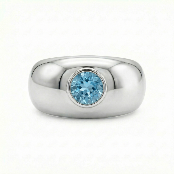 Forma Signet Ring – Teal Blue Spinel