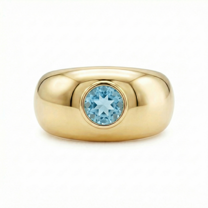 Forma Signet Ring – Teal Blue Spinel